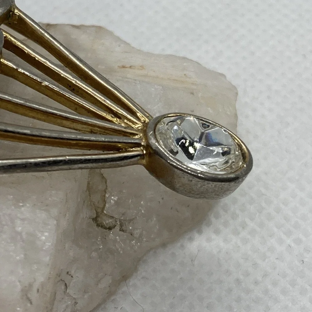Vintage Lot of 3 Silver Tone Pin Brooch Clear Rhinestone Sarah‎ Coventry Flower
